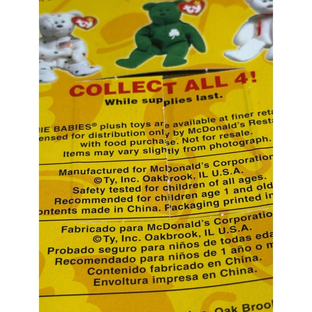 Vintage Ty McDonald's Teenie Beanie Babies Lot Britannia and Erin Bears 1999 NIP